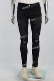 Black Print Ripped Mans Skinny Jeans