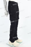 Men's Flared Jeans With Black Paneled Side Cargo Pockets