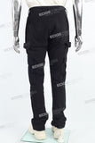 Men's Flared Jeans With Black Paneled Side Cargo Pockets