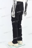 Men's Flared Jeans With Black Paneled Side Cargo Pockets