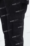 Men's Flared Jeans With Black Paneled Side Cargo Pockets
