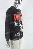 Black Distressed Wash Trend Print Men's Hoodies