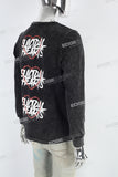 Black Distressed Wash Trend Print Men's Hoodies
