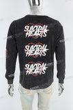 Black Distressed Wash Trend Print Men's Hoodies