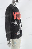 Black Distressed Wash Trend Print Men's Hoodies