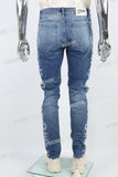 Blue Embroidered Diamonds Men's Mans Skinny Jeans
