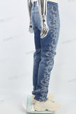 Blue Embroidered Diamonds Men's Mans Skinny Jeans