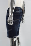 Dark Blue Ripped Men's Denim Shorts
