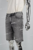 Grey Alphabet 3D Embossed Ripped Men's Denim Shorts