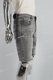 Grey Alphabet 3D Embossed Ripped Men's Denim Shorts