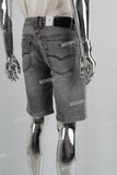 Grey Alphabet 3D Embossed Ripped Men's Denim Shorts