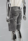 Grey Alphabet 3D Embossed Ripped Men's Denim Shorts