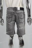 Grey Alphabet 3D Embossed Ripped Men's Denim Shorts