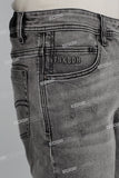 Grey Alphabet 3D Embossed Ripped Men's Denim Shorts