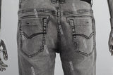 Grey Alphabet 3D Embossed Ripped Men's Denim Shorts
