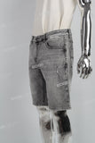 Grey Ripped Men's Denim Shorts