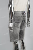 Grey Ripped Men's Denim Shorts