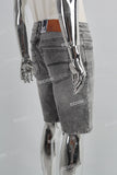 Grey Ripped Men's Denim Shorts