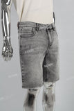 Grey Ripped Men's Denim Shorts