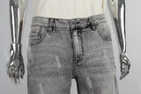 Grey Ripped Men's Denim Shorts