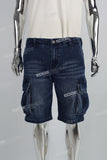 Dark Blue Side Cargo Pocket Men's Denim Shorts