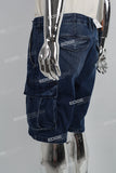 Dark Blue Side Cargo Pocket Men's Denim Shorts