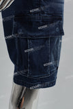 Dark Blue Side Cargo Pocket Men's Denim Shorts