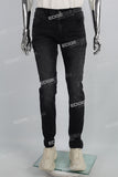 3D Embossing Of Black And Grey Torn Mans Skinny Jeans