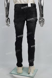 3D Embossing Of Black And Grey Torn Mans Skinny Jeans