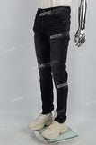 3D Embossing Of Black And Grey Torn Mans Skinny Jeans