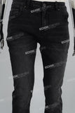 3D Embossing Of Black And Grey Torn Mans Skinny Jeans