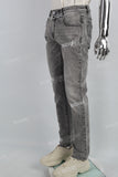 Grey Lettering 3D Embossed Ripped Mans Skinny Jeans