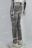 Grey Lettering 3D Embossed Ripped Mans Skinny Jeans