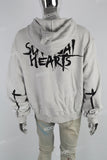 White Distressed Wash Dark Print Men's Hoodies