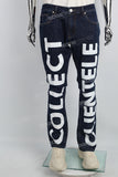 Dark Blue Big Print Back Pocket Print Men's Flared Jeans