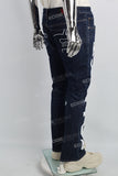 Dark Blue Big Print Back Pocket Print Men's Flared Jeans