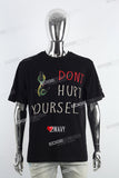 Black Graffiti Print Embroidered T-shirt