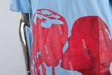 Hot Skull Print Embroidered Light Blue T-shirt