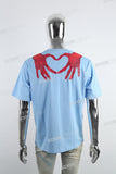 Hot Skull Print Embroidered Light Blue T-shirt