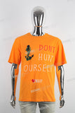 Orange Graffiti Print Embroidered T-shirt