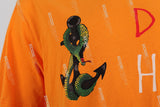 Orange Graffiti Print Embroidered T-shirt