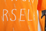 Orange Graffiti Print Embroidered T-shirt