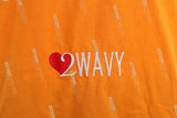Orange Graffiti Print Embroidered T-shirt