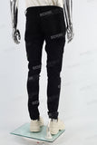 Black Embroidered Print Mans Skinny Jeans