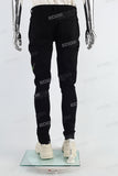 Black Embroidered Print Mans Skinny Jeans