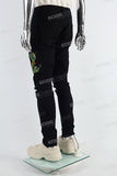 Black Embroidered Print Mans Skinny Jeans