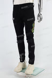 Black Embroidered Print Mans Skinny Jeans
