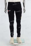 Black Embroidered Print Mans Skinny Jeans