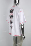 Contrasting Structured Line Print White T-shirt