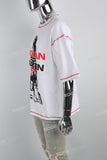 Contrasting Structured Line Print White T-shirt